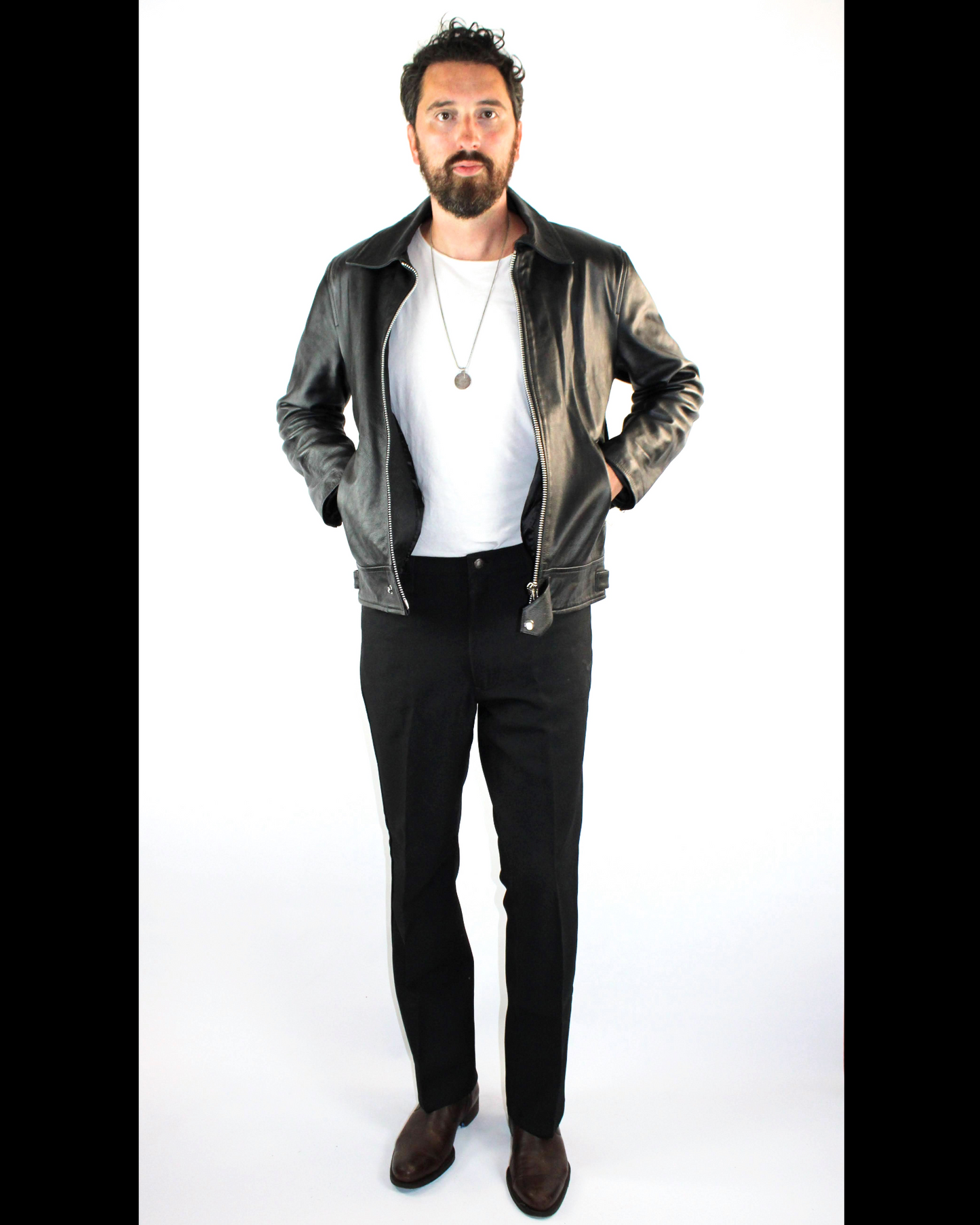 BLACK LAMBSKIN JACKET WITH EMBROIDERED VINCENT SKELETON