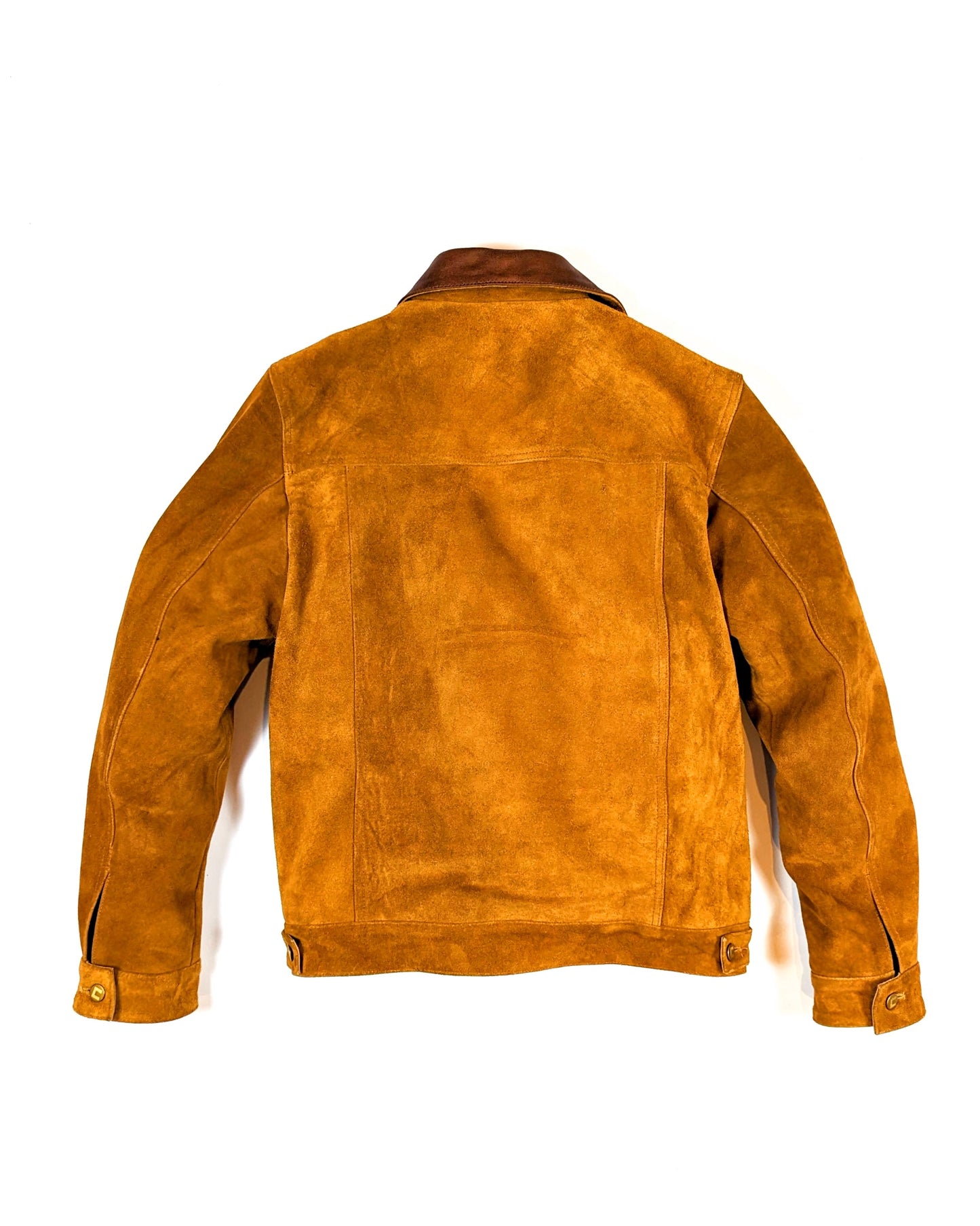 COW SUEDE LEATHER TRUCKER JACKET IN TAN