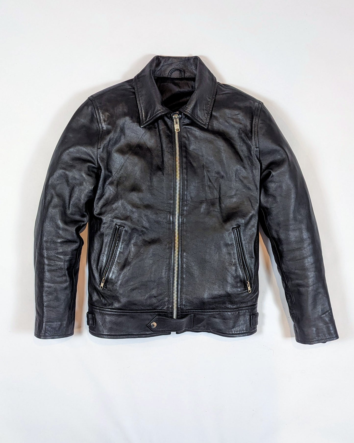 BLACK LAMBSKIN JACKET WITH EMBROIDERED VINCENT SKELETON