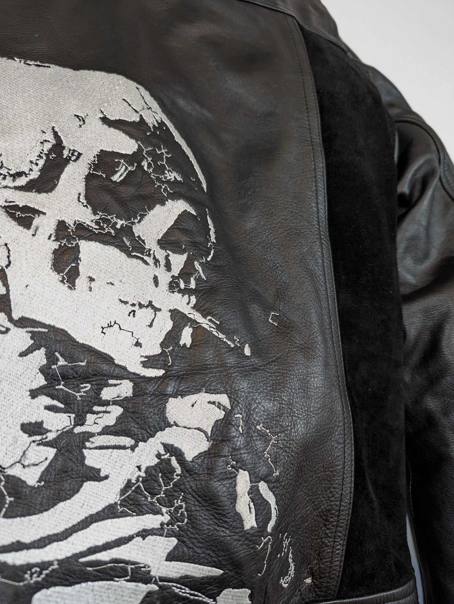 BLACK LAMBSKIN JACKET WITH EMBROIDERED VINCENT SKELETON