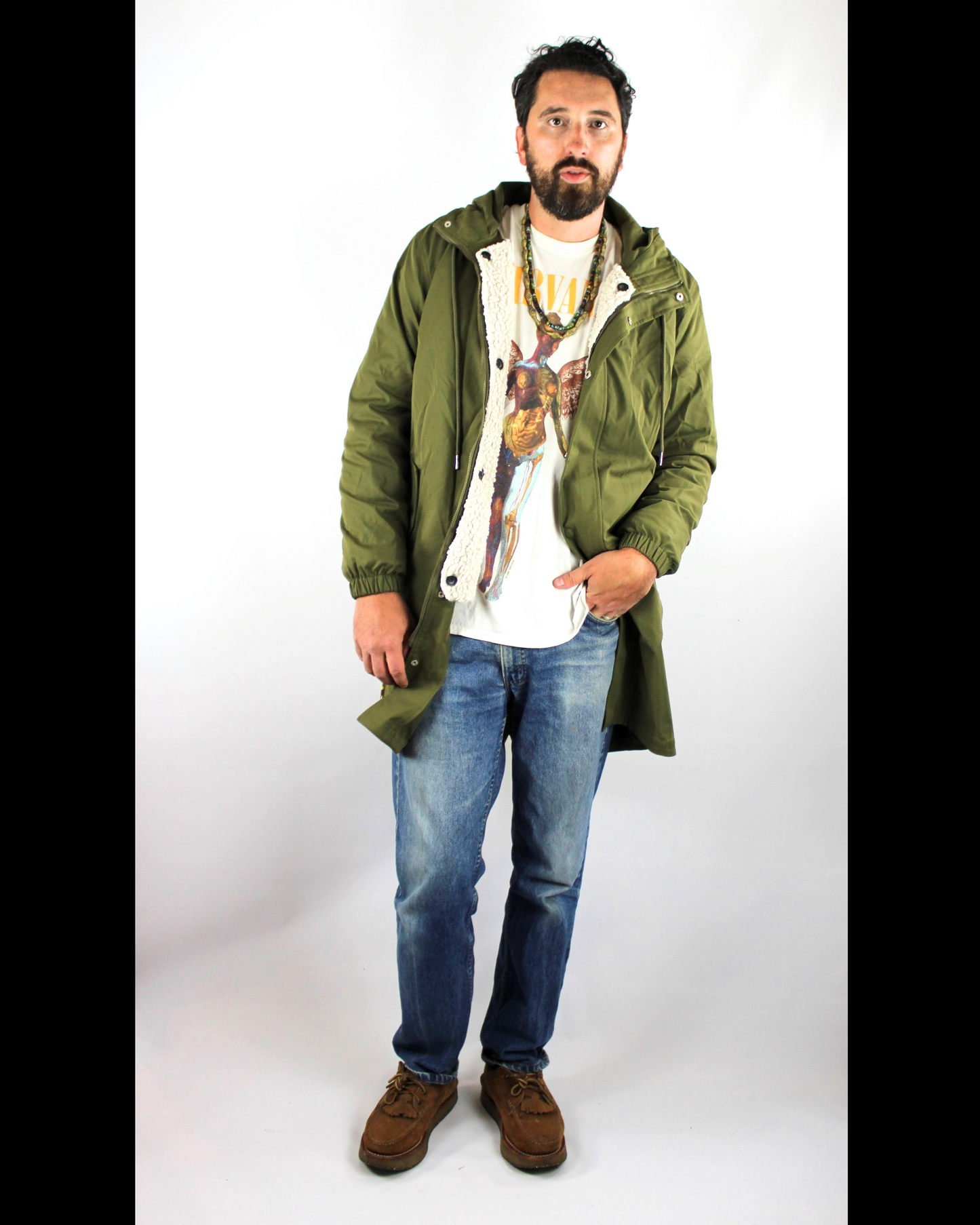 FISHTAIL PARKA FOUR WAY REVERSIBLE WITH YELLOW BANDANA SUNBURST