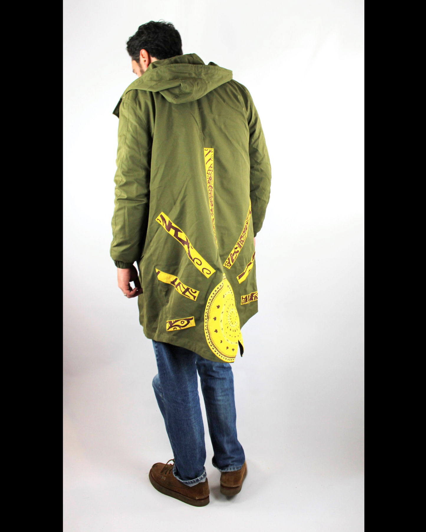 FISHTAIL PARKA FOUR WAY REVERSIBLE WITH YELLOW BANDANA SUNBURST