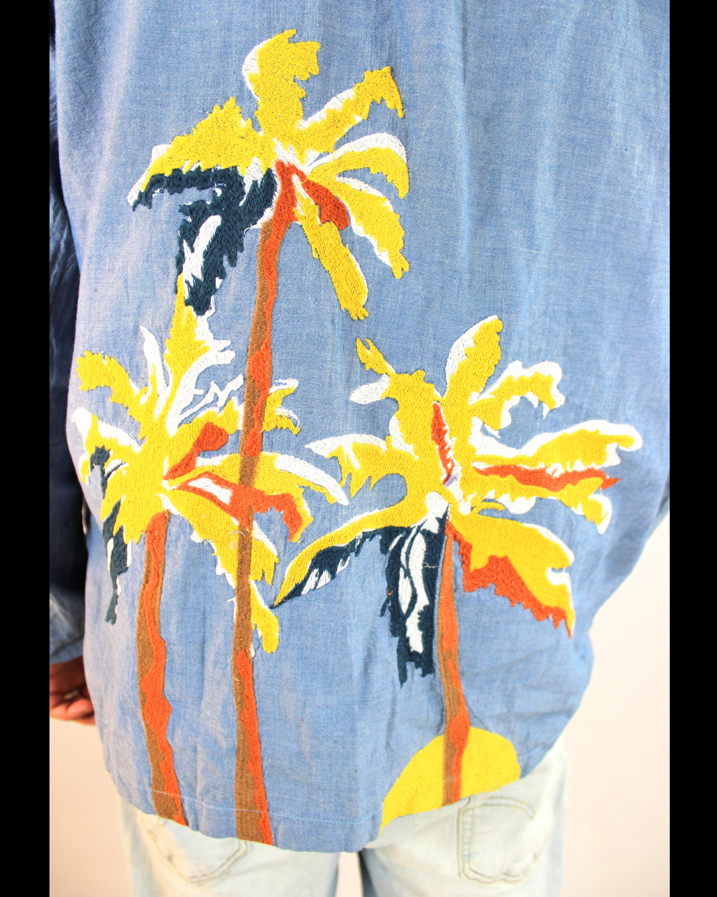 CARDIGAN SUMMER NORAGI WITH EMBROIDERED PALM TREES