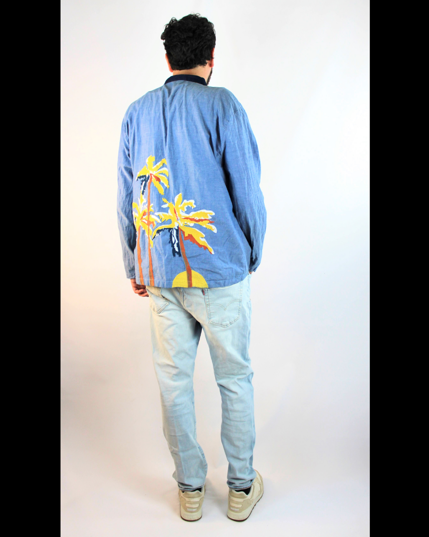 CARDIGAN SUMMER NORAGI WITH EMBROIDERED PALM TREES