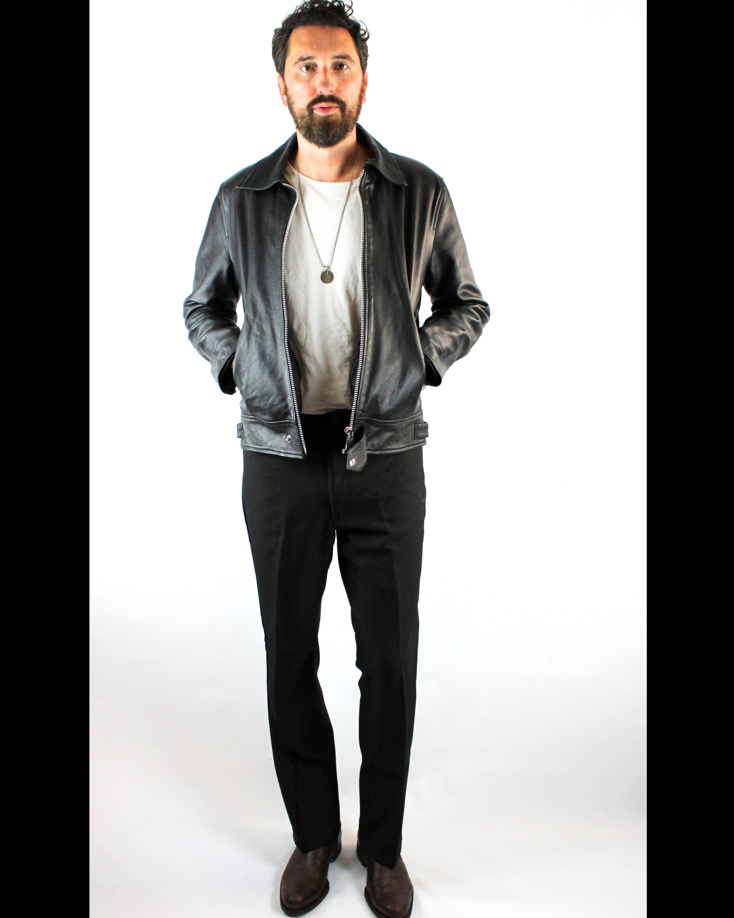 BLACK LAMBSKIN JACKET WITH EMBROIDERED VINCENT SKELETON